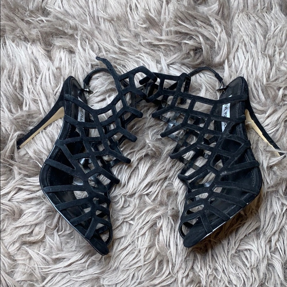 Steve Madden Black Suede Strappy Sandal Heel